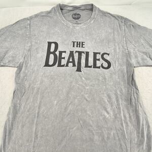 Beatles Band Crew Neck Short Sleeve Graphic Casual Shirt Mens Size Medium M Gray